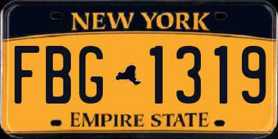 NY license plate FBG1319