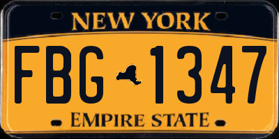 NY license plate FBG1347