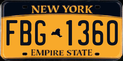 NY license plate FBG1360