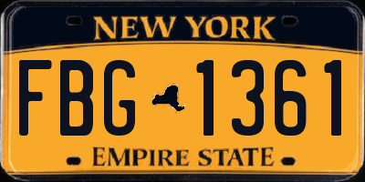 NY license plate FBG1361
