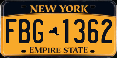 NY license plate FBG1362
