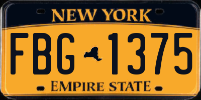 NY license plate FBG1375