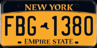 NY license plate FBG1380