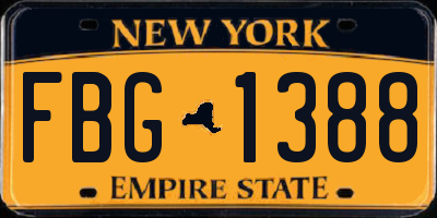 NY license plate FBG1388