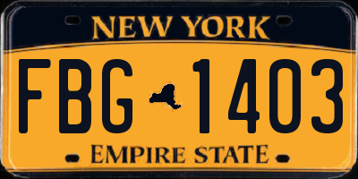 NY license plate FBG1403