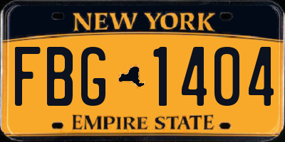 NY license plate FBG1404