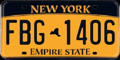 NY license plate FBG1406
