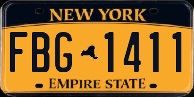 NY license plate FBG1411