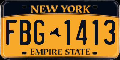 NY license plate FBG1413