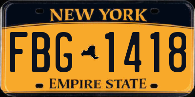 NY license plate FBG1418