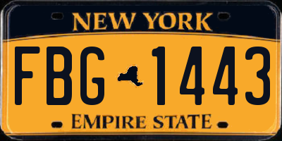 NY license plate FBG1443