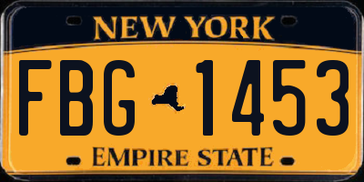NY license plate FBG1453