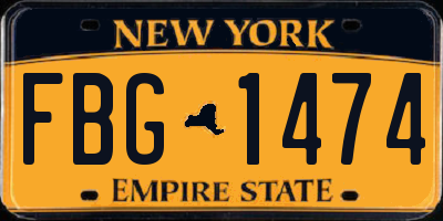 NY license plate FBG1474