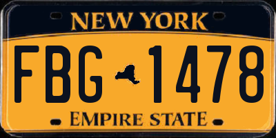 NY license plate FBG1478