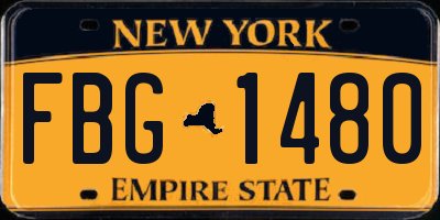 NY license plate FBG1480
