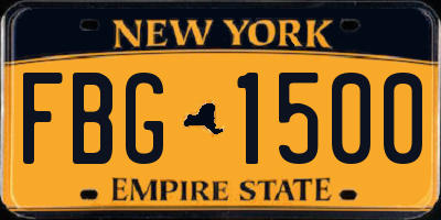NY license plate FBG1500