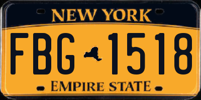 NY license plate FBG1518