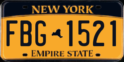 NY license plate FBG1521