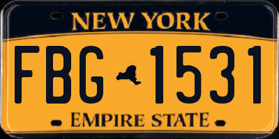 NY license plate FBG1531