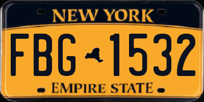 NY license plate FBG1532