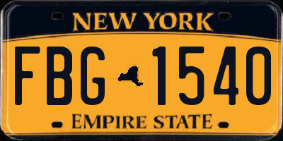NY license plate FBG1540