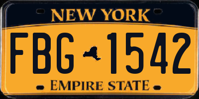 NY license plate FBG1542