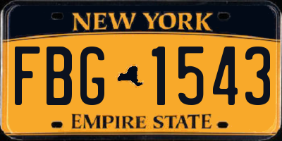 NY license plate FBG1543