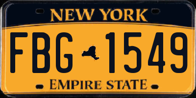 NY license plate FBG1549