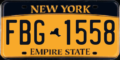 NY license plate FBG1558