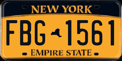 NY license plate FBG1561