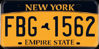 NY license plate FBG1562
