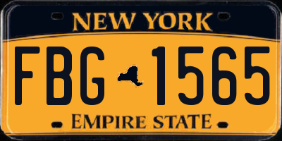 NY license plate FBG1565