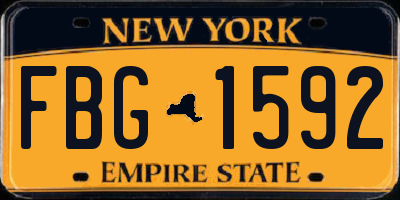 NY license plate FBG1592