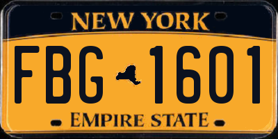 NY license plate FBG1601