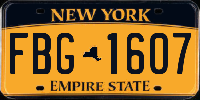 NY license plate FBG1607