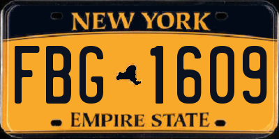 NY license plate FBG1609