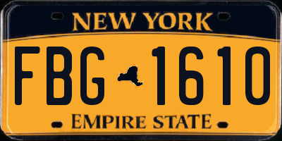 NY license plate FBG1610