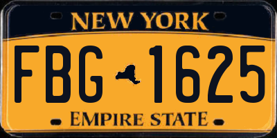 NY license plate FBG1625