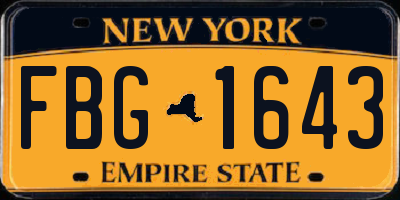 NY license plate FBG1643