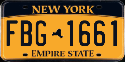 NY license plate FBG1661