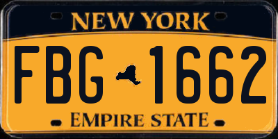 NY license plate FBG1662