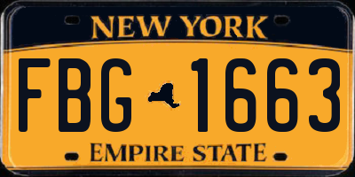 NY license plate FBG1663
