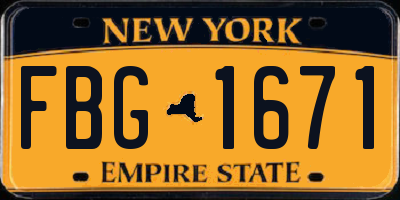 NY license plate FBG1671