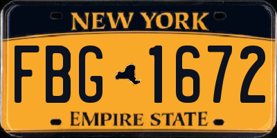 NY license plate FBG1672