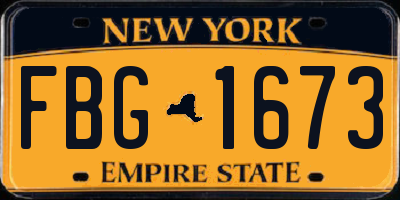 NY license plate FBG1673