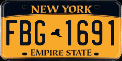 NY license plate FBG1691