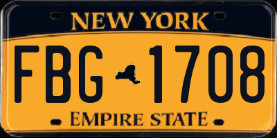 NY license plate FBG1708