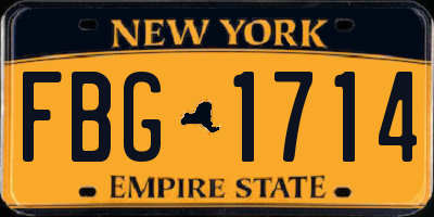 NY license plate FBG1714