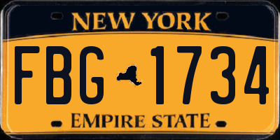 NY license plate FBG1734