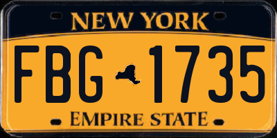 NY license plate FBG1735